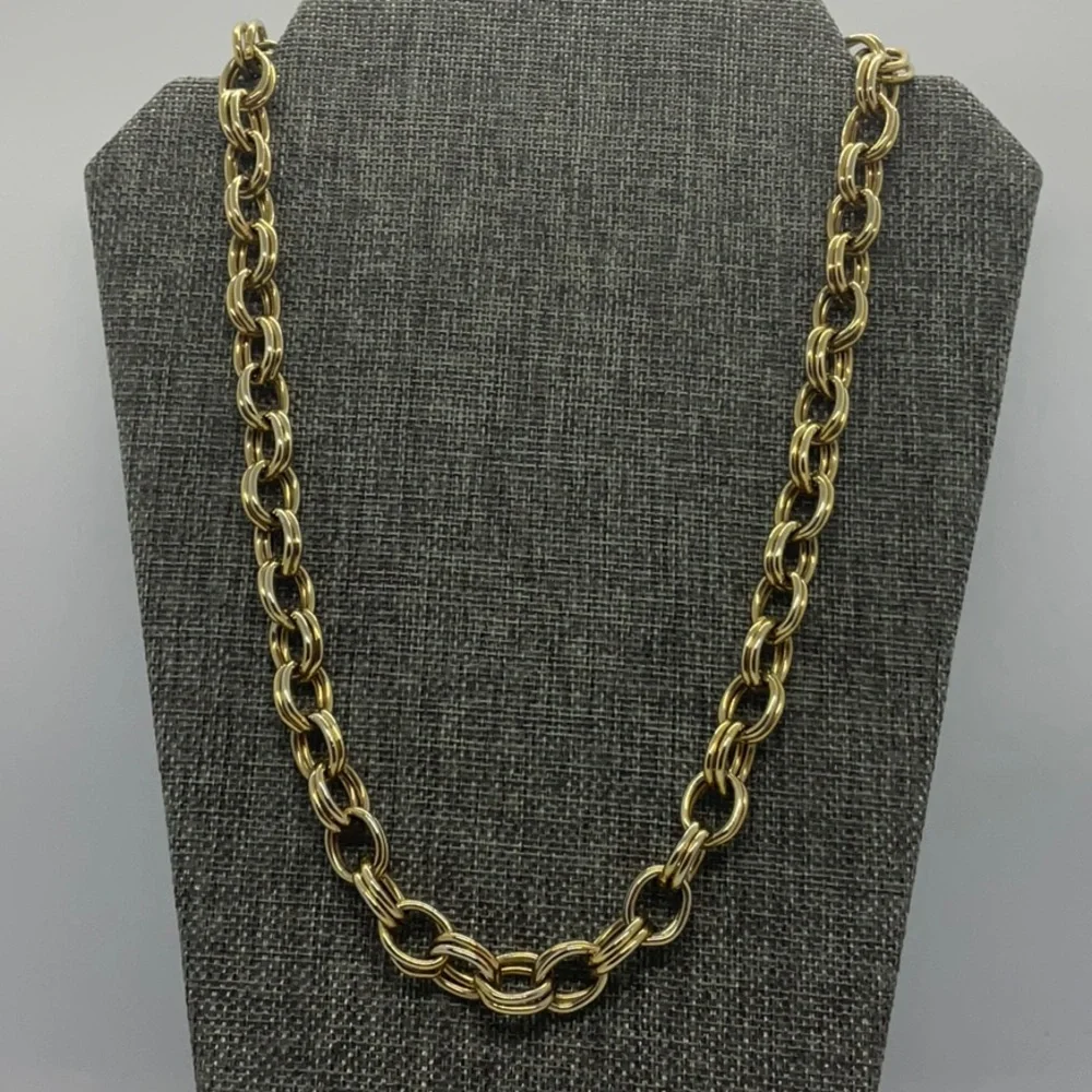 Vintage Signed Erwin Pearl Double Link Gold Chain Necklace - Picture 5 of 8